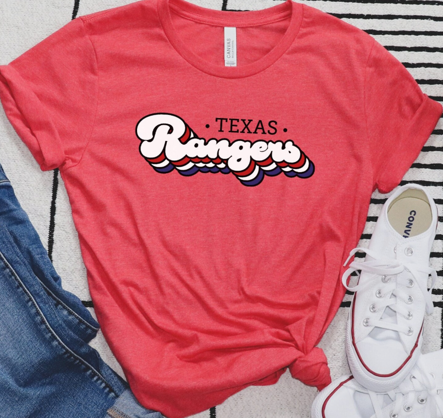 Texas Rangers Retro Bubble Text