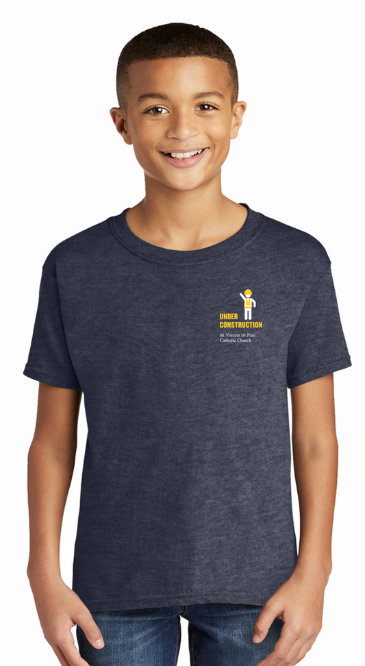 Under Construction T-shirt in Heather Navy - YOUTH