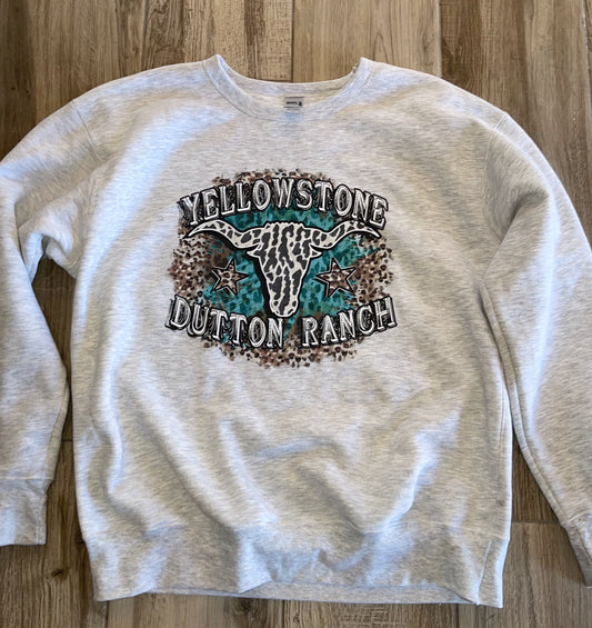 Yellowstone Cheetah/Turquoise Crewneck Sweatshirt